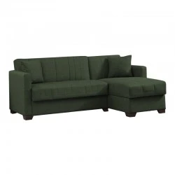 Reversible corner sofa-bed with storage space Alaska pakoworld green fabric 204x143x83cm