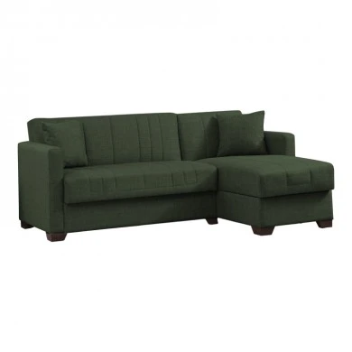 Reversible corner sofa-bed with storage space Alaska pakoworld green fabric 204x143x83cm