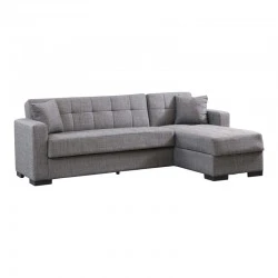 Reversible corner sofa-bed with storage space Kansas pakoworld dark grey fabric 235x150x80cm