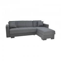 Corner reversible sofa-bed with storage space Someil pakoworld fabric in anthracite shade 230x156x80cm