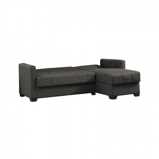 Corner sofa-bed with storage space Alaska pakoworld dark grey fabric 204x143x83cm