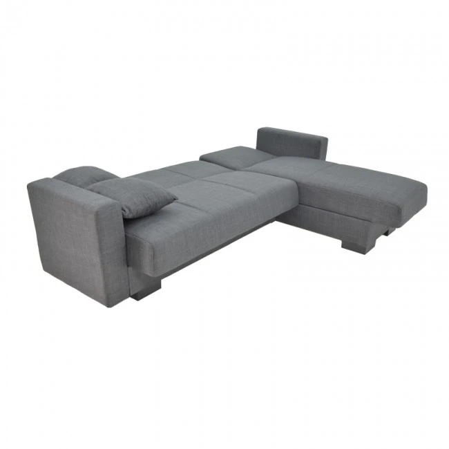 Corner reversible sofa-bed with storage space Someil pakoworld fabric in anthracite shade 230x156x80cm