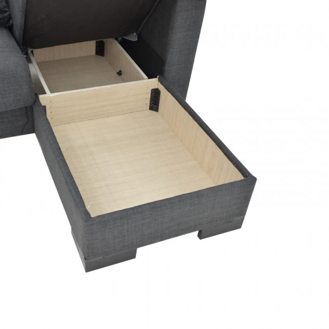 Corner reversible sofa-bed with storage space Someil pakoworld fabric in anthracite shade 230x156x80cm