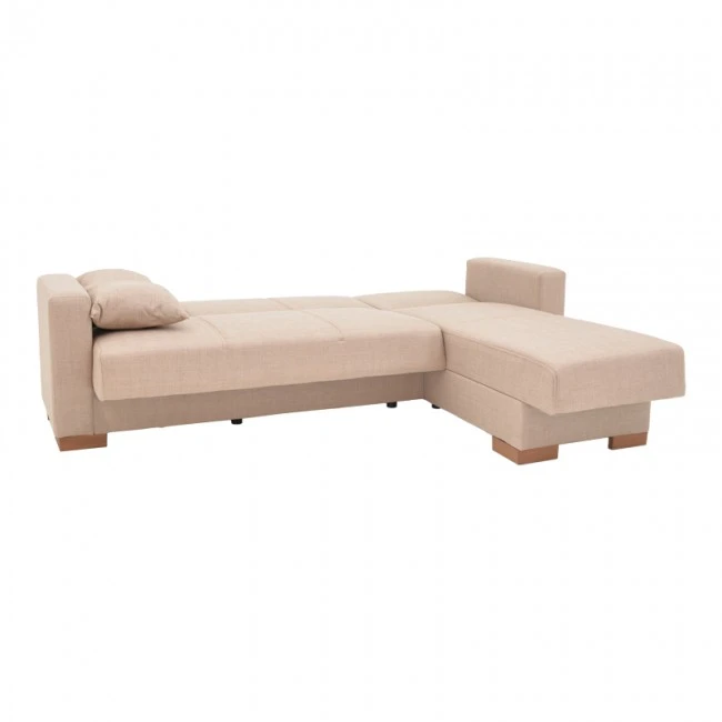 Corner reversible sofa-bed with storage space Someil pakoworld fabric in beige shade 230x156x80cm