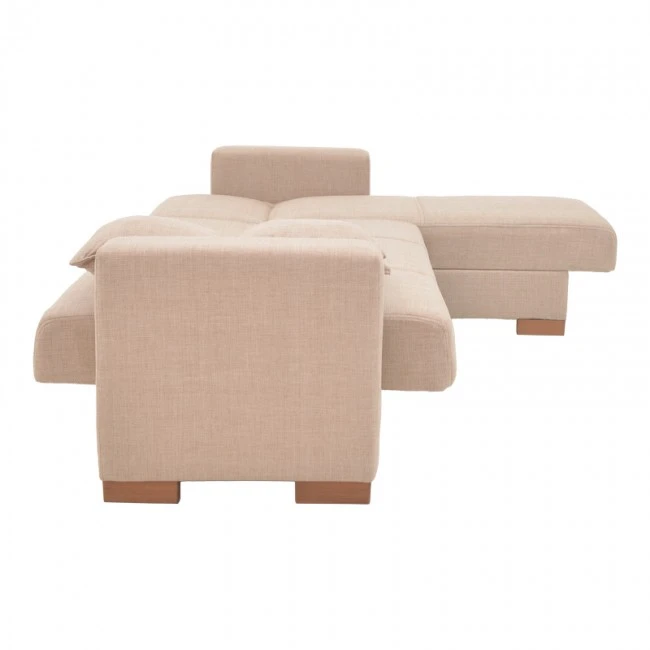 Corner reversible sofa-bed with storage space Someil pakoworld fabric in beige shade 230x156x80cm