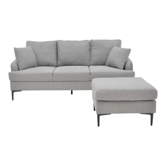 Corner sofa Stephie pakoworld fabric in grey color 186x138x80cm