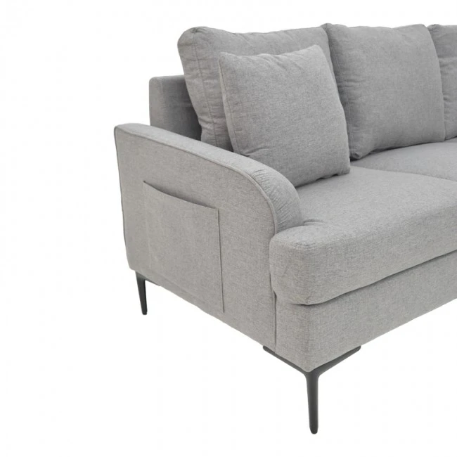 Corner sofa Stephie pakoworld fabric in grey color 186x138x80cm