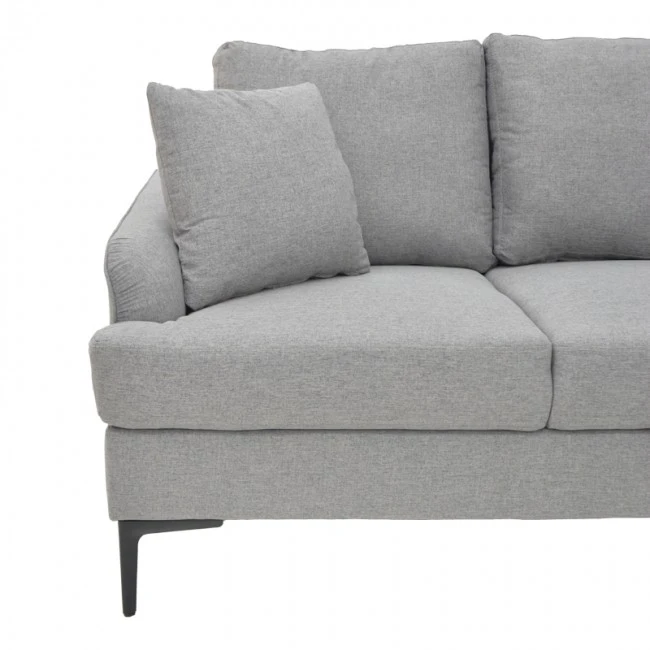 Corner sofa Stephie pakoworld fabric in grey color 186x138x80cm