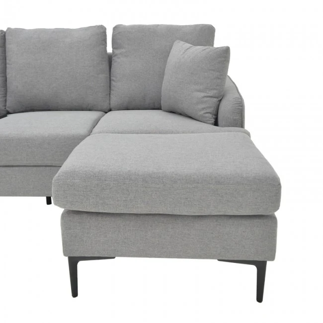 Corner sofa Stephie pakoworld fabric in grey color 186x138x80cm