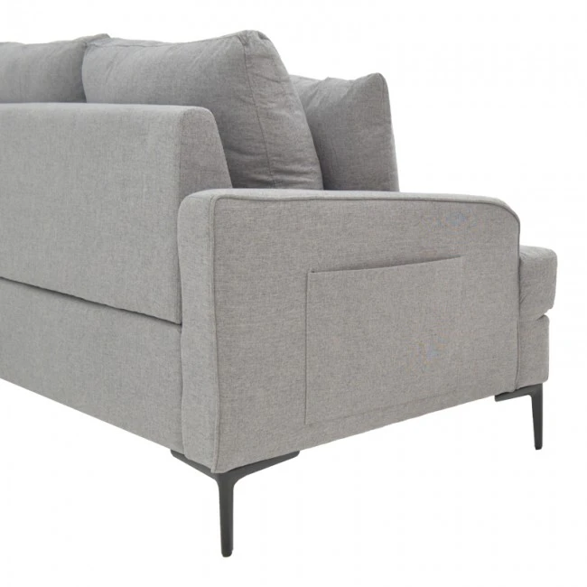Corner sofa Stephie pakoworld fabric in grey color 186x138x80cm