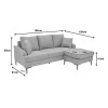 Corner sofa Stephie pakoworld fabric in grey color 186x138x80cm