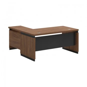 Professional reversible desk Oscar pakoworld melamine in walnut-charcoal shade 200x180x76cm
