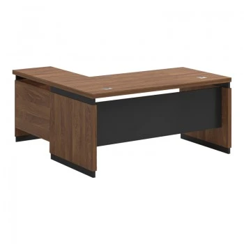 Professional reversible desk Oscar pakoworld melamine in walnut-charcoal shade 220x185x76cm