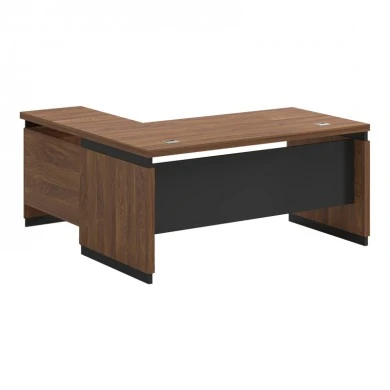 Professional reversible desk Oscar pakoworld melamine in walnut-charcoal shade 220x185x76cm