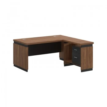 Professional reversible desk Oscar pakoworld melamine in walnut-charcoal shade 160x160x76cm