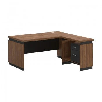 Professional reversible desk Oscar pakoworld melamine in walnut-charcoal shade 200x180x76cm