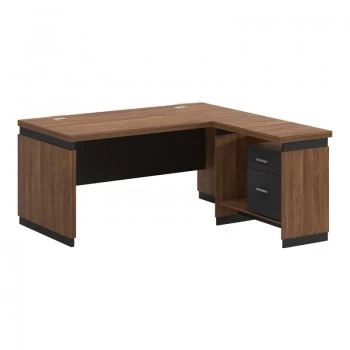 Professional reversible desk Oscar pakoworld melamine in walnut-charcoal shade 220x185x76cm