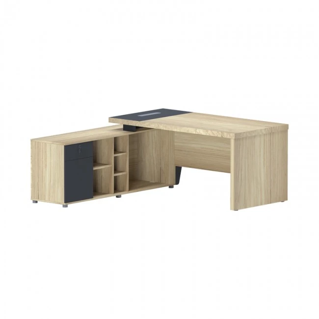 Lotus pakoworld professional desk left corner in natural-anthracite shade 160x160x75cm