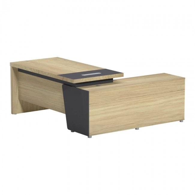 Lotus pakoworld professional desk left corner in natural-anthracite shade 180x180x75cm