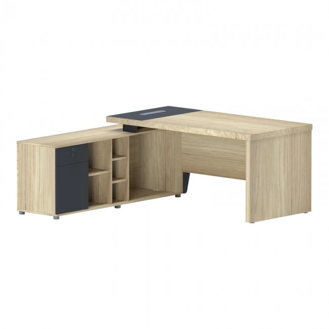 Lotus pakoworld professional desk left corner in natural-anthracite shade 180x180x75cm