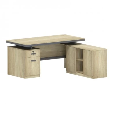 Lotus pakoworld professional desk with right corner in natural-anthracite shade 200x160x76cm