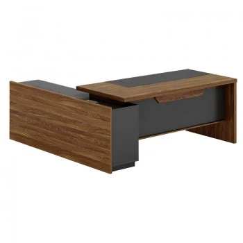 Professional right corner office desk Oscar pakoworld walnut-anthracite 220x180x76cm
