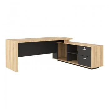 Reversible professional Lotus Pakoworld work desk in natural-dark grey color 200x170x75 cm.
