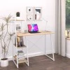 Office desk with shelves Deckstor pakoworld in oak color with white metal legs 102x50x117cm