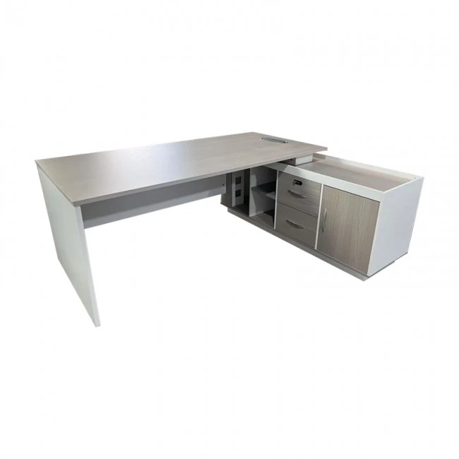 Professional work corner desk Armadi pakoworld sonoma-white 180x80x75cm