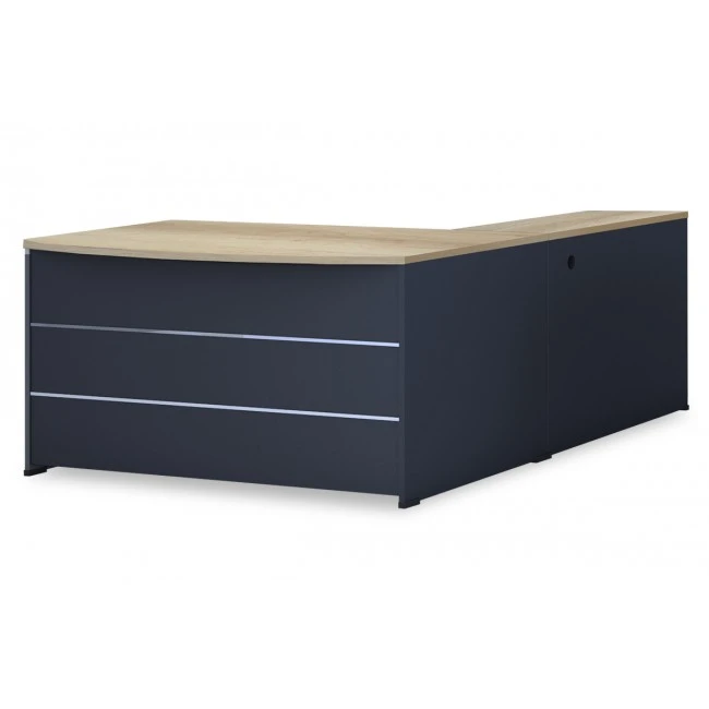 Commercial desk reversible Lotus  pakoworld oak-dark grey 180x160x75cm