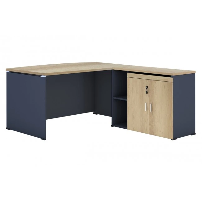 Commercial desk reversible Lotus  pakoworld oak-dark grey 180x160x75cm