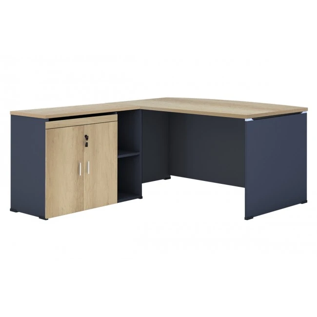 Commercial desk reversible Lotus  pakoworld oak-dark grey 180x160x75cm