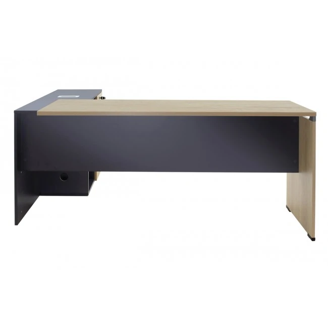 Commercial desk reversible Lotus  pakoworld oak-dark grey color 180x160x75cm