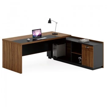 Professional right corner office desk Oscar pakoworld walnut-anthracite 220x180x76cm