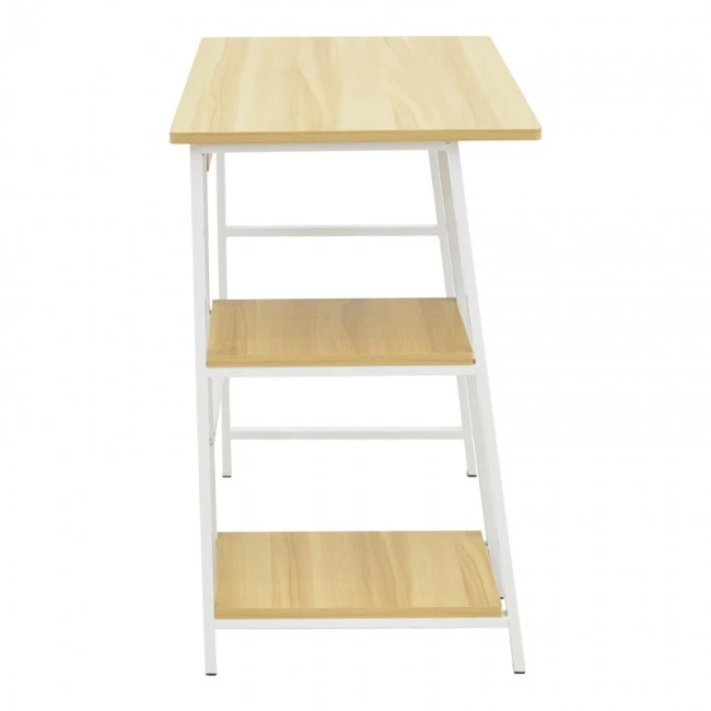 Γραφείο εργασίας Ferje pakoworld με ράφια mdf σε φυσική-λευκή απόχρωση 100x48x75εκ