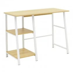 Study desk Ferje pakoworld with shelves mdf in natural-white color 100x48x75cm