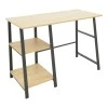 Study desk Ferje pakoworld with shelves mdf in natural-black color 100x48x75cm
