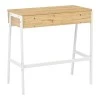 Office desk with shelf and drawer Rezio pakoworld in oak-white color with black metal leg 75x45x76cm