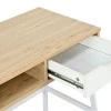 Office desk with shelf and drawer Rezio pakoworld in oak-white color with black metal leg 75x45x76cm