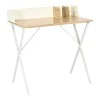 Office desk Zervan pakoworld in oak color with white metal legs 80x50x84cm