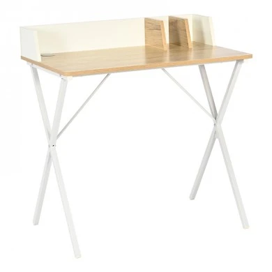 Office desk Zervan pakoworld in oak color with white metal legs 80x50x84cm
