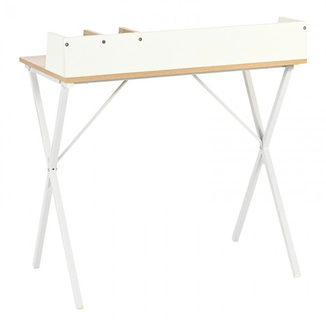 Office desk Zervan pakoworld in oak color with white metal legs 80x50x84cm