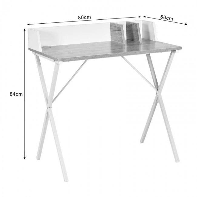 Office desk Zervan pakoworld in oak color with white metal legs 80x50x84cm