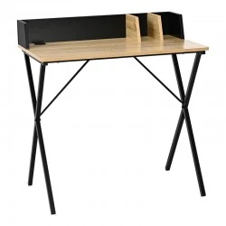 Office desk Zervan pakoworld in oak color with black metal legs 80x50x84cm