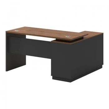 Professional desk with left corner Oscar pakoworld melamine in walnut-charcoal shade 140x120x76cm