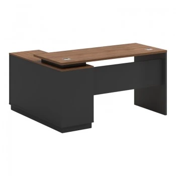 Professional desk with right corner Oscar pakoworld melamine in walnut-charcoal shade140x120x76cm