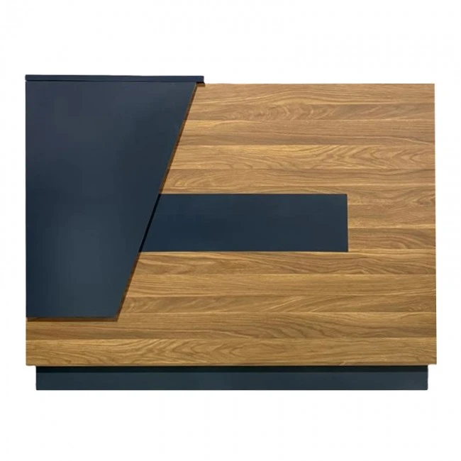 Γραφείο reception επαγγελματικό Oscar pakoworld σε καρυδί-ανθρακί απόχρωση 140x65x110εκ