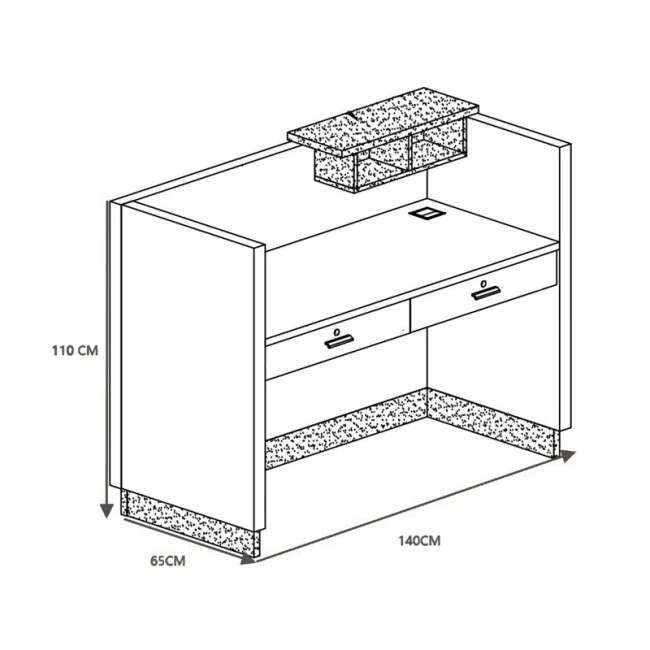 Γραφείο reception επαγγελματικό Oscar pakoworld σε καρυδί-ανθρακί απόχρωση 140x65x110εκ