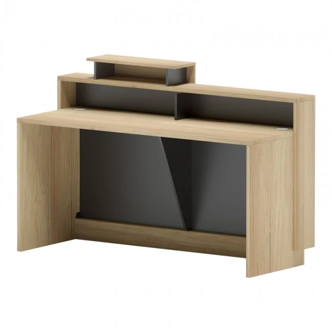 Γραφείο reception Lotus pakoworld σε φυσική-ανθρακί απόχρωση 160x60x105εκ