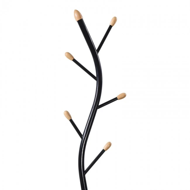 Coat rack Portu pakoworld metal in black-natural color D30x170cm